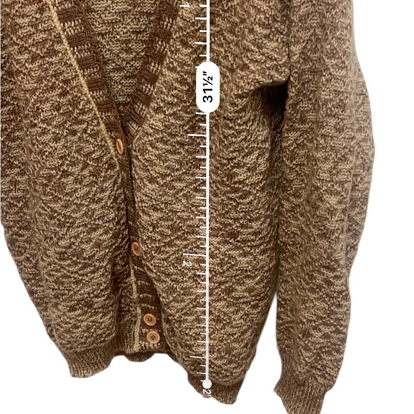 Vintage Nomadic Traders 100% wool cardigan sweater in brown and tan size small - Picture 8 of 9